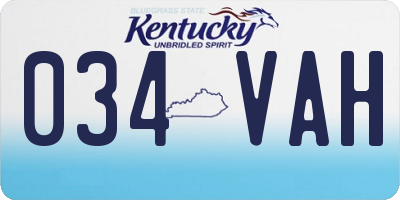 KY license plate 034VAH