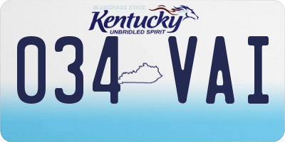 KY license plate 034VAI