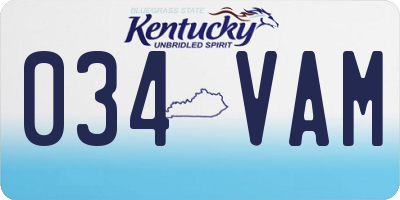 KY license plate 034VAM