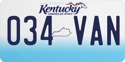 KY license plate 034VAN