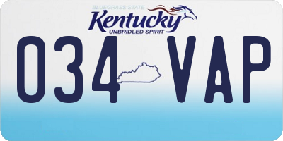 KY license plate 034VAP