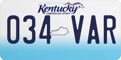KY license plate 034VAR