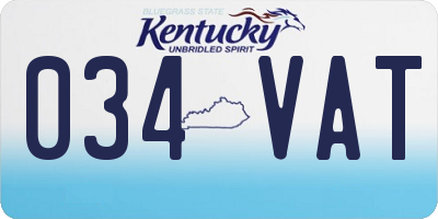 KY license plate 034VAT