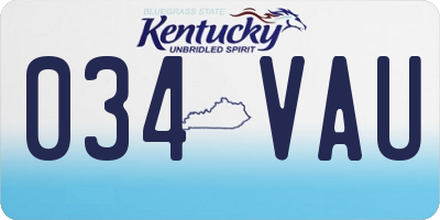 KY license plate 034VAU