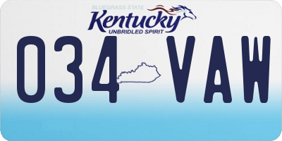 KY license plate 034VAW