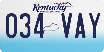 KY license plate 034VAY