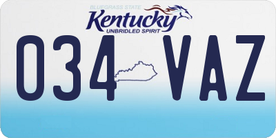 KY license plate 034VAZ