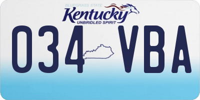 KY license plate 034VBA