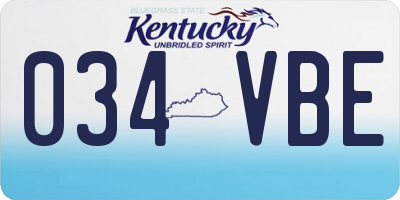 KY license plate 034VBE