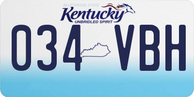 KY license plate 034VBH