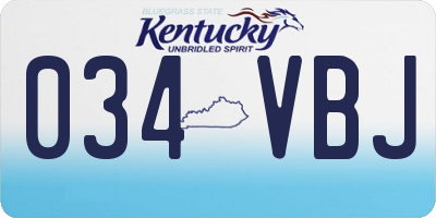 KY license plate 034VBJ