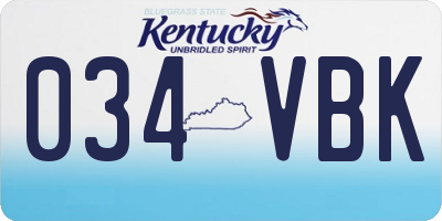 KY license plate 034VBK