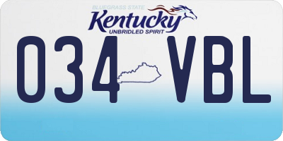 KY license plate 034VBL