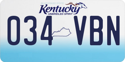 KY license plate 034VBN