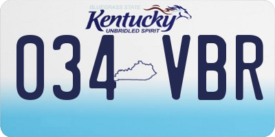 KY license plate 034VBR