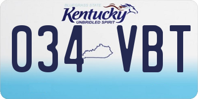 KY license plate 034VBT