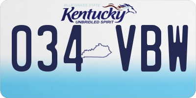 KY license plate 034VBW