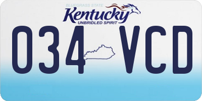 KY license plate 034VCD