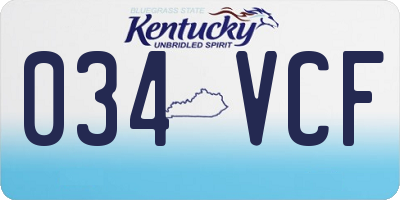 KY license plate 034VCF