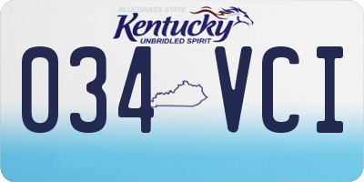 KY license plate 034VCI