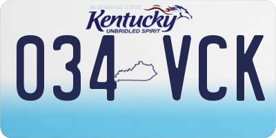 KY license plate 034VCK