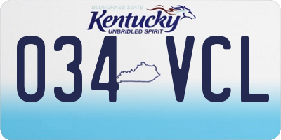 KY license plate 034VCL
