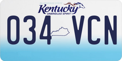 KY license plate 034VCN