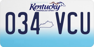 KY license plate 034VCU