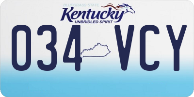 KY license plate 034VCY