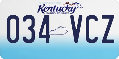 KY license plate 034VCZ