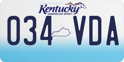 KY license plate 034VDA