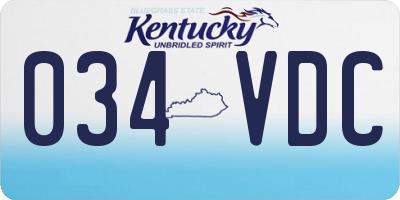 KY license plate 034VDC