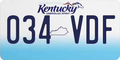KY license plate 034VDF