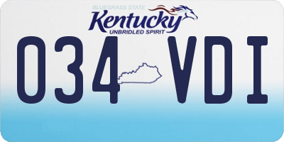 KY license plate 034VDI