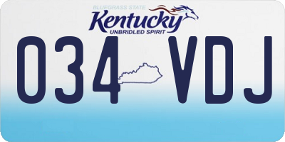 KY license plate 034VDJ