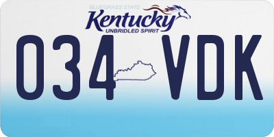 KY license plate 034VDK