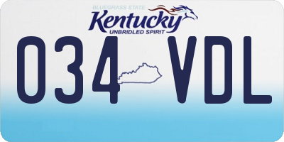 KY license plate 034VDL