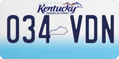 KY license plate 034VDN