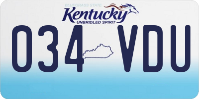 KY license plate 034VDU