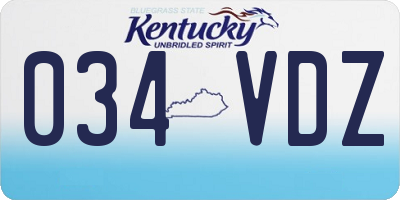 KY license plate 034VDZ