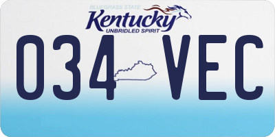 KY license plate 034VEC