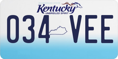 KY license plate 034VEE