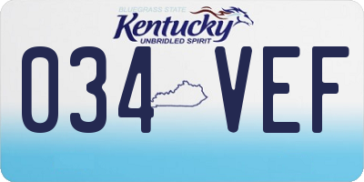 KY license plate 034VEF