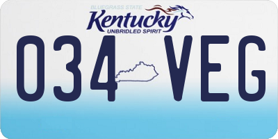 KY license plate 034VEG