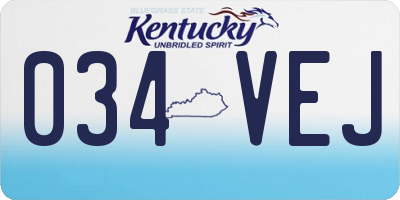 KY license plate 034VEJ