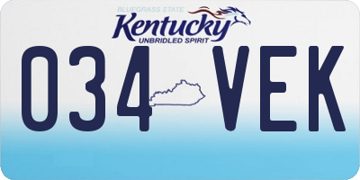KY license plate 034VEK