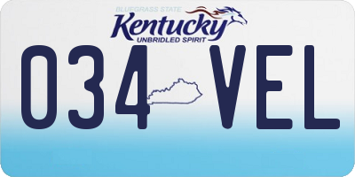 KY license plate 034VEL