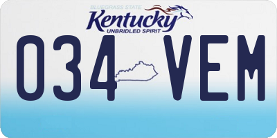KY license plate 034VEM