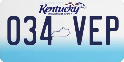 KY license plate 034VEP