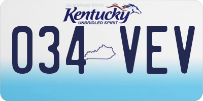 KY license plate 034VEV
